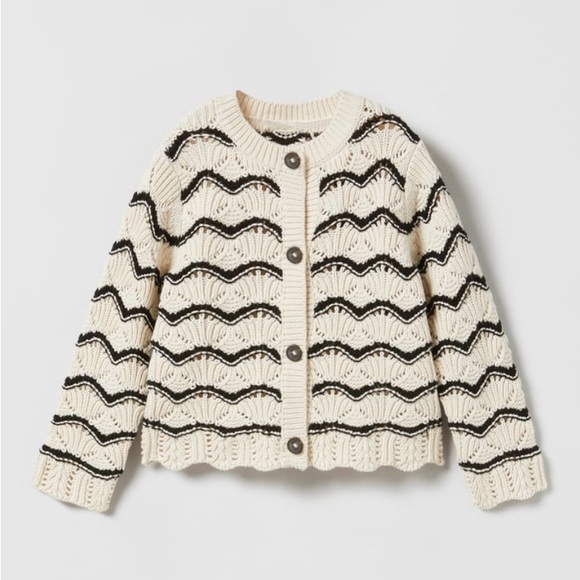 ZARA Girl Open Knit Cardigan with Scalloped Detail Size 4-5 - Picture 1 of 9
